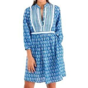 Pink City Prints Dress Size XS/S Tuckernuck Jaipur‎ Praire 3/4 Sleeve Blue SMall